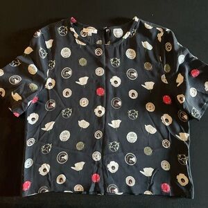 Equipment Femme Navy Patterned Silk Top